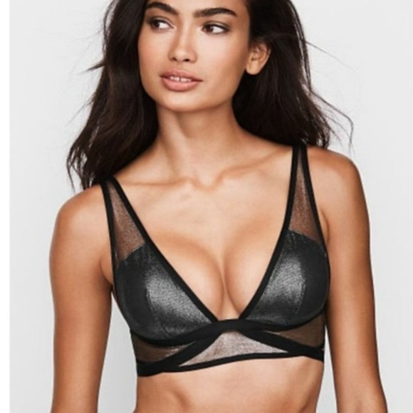 Victoria’s Secret shimmer mesh black bralette size M - Picture 1 of 7